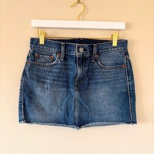 levi’s denim mini skirt with raw hem